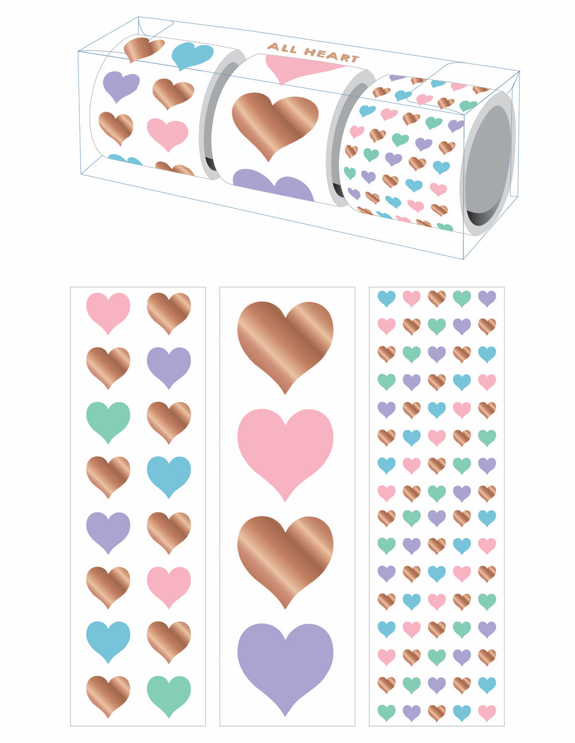 All Heart Three-Roll Sticker Gift Box - Mrs. Grossman's